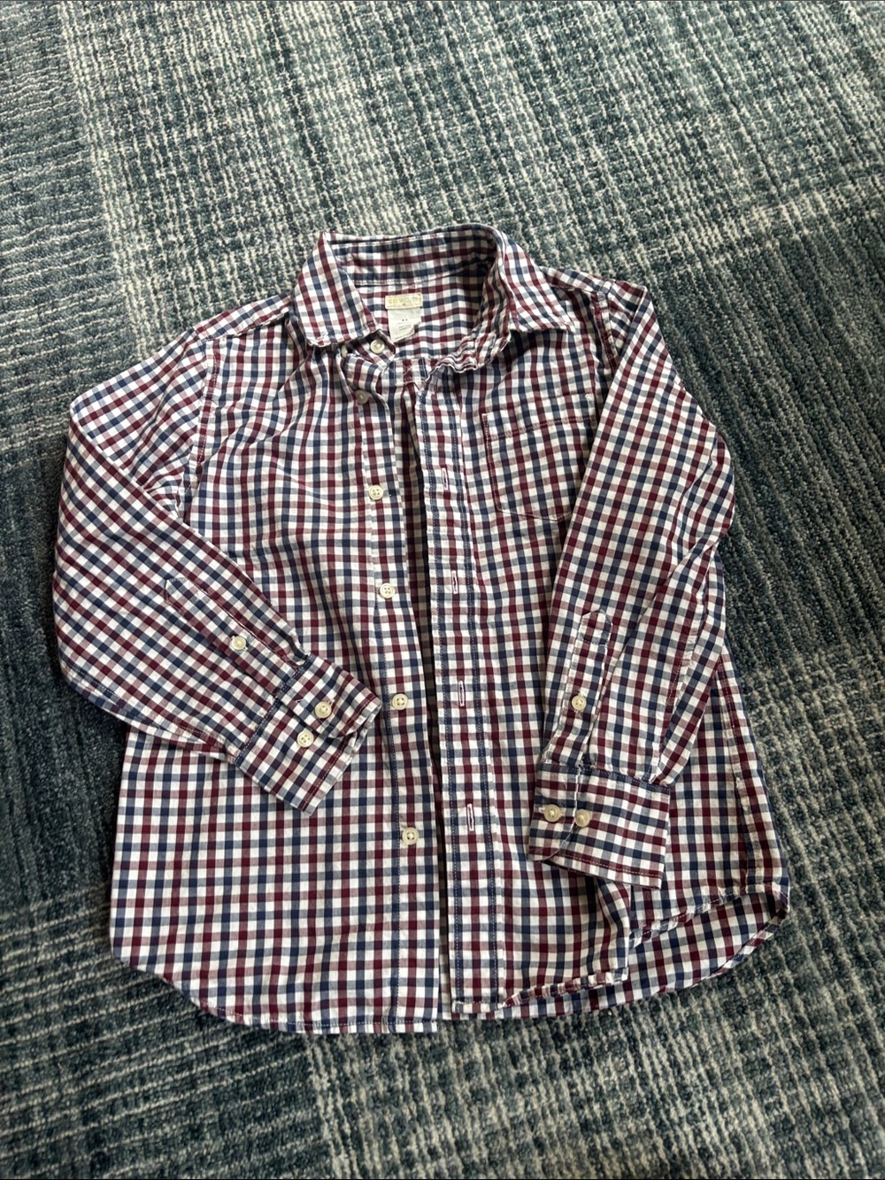 Crewcuts Plaid Button-Down Shirt in Navy, Burgundy & White